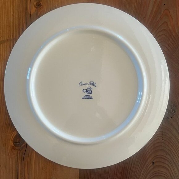 Gien Oiseau Blue Botanical Faience 12" Chop Plate Vintage Cottage Core Wall Art - Picture 5 of 5